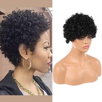 New hot style wig women's black short curly hair wig cover