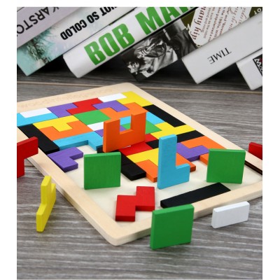 Wooden Tetris puzzle pieces wooden jigsaw puzzle pieces children's educational toy