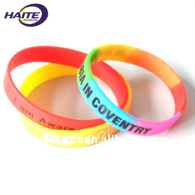 Two Color Segmented Silicone Bracelet Wristband with High Quality and Factory Price