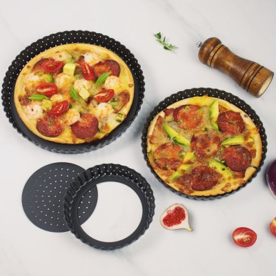 New perforated Pizza plate thickened non-stick Pizza crust crisp baking mold baking tray