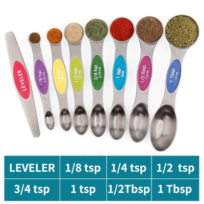 Magnetic double head measuring spoon food grade stainless steel baking household controlled salt spoon measuring seasoning spoon