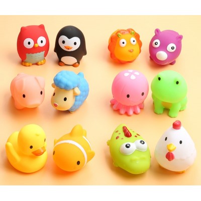 PVC coated cartoon animal bathing water spray toy soft glue toy